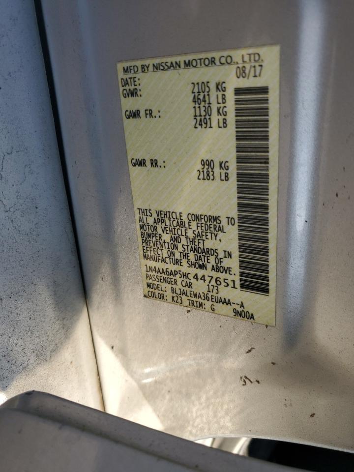 2017 Nissan Maxima 3.5S VIN: 1N4AA6AP5HC447651 Lot: 93527555