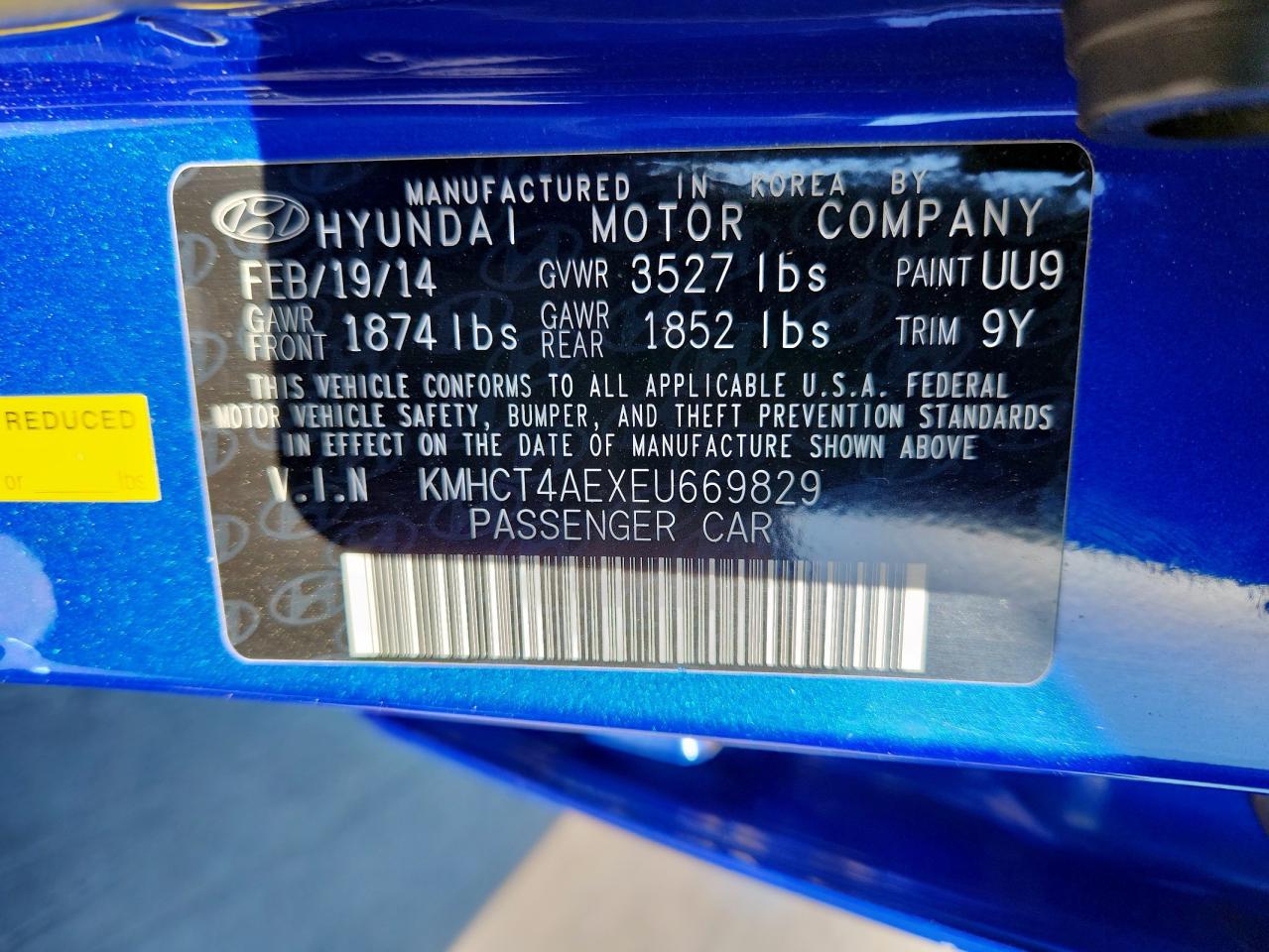 2014 Hyundai Accent Gls VIN: KMHCT4AEXEU669829 Lot: 93113285