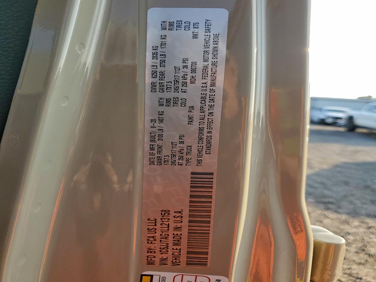 2020 Jeep Gladiator Sport VIN: 1C6JJTAG1LL213158 Lot: 92884025