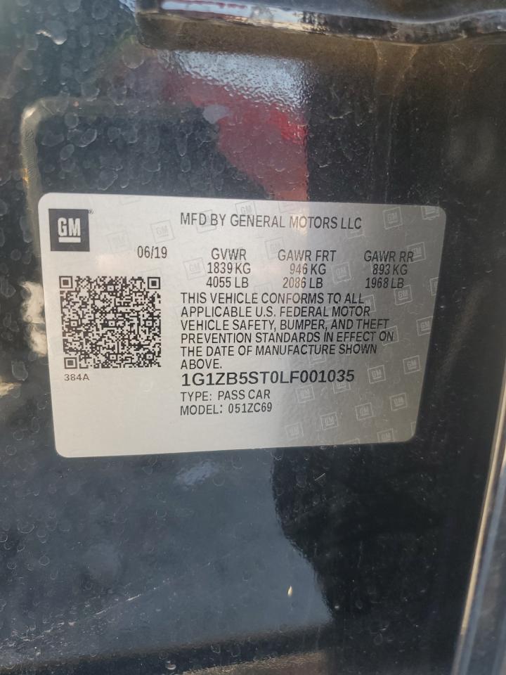 2020 Chevrolet Malibu Ls VIN: 1G1ZB5ST0LF001035 Lot: 91637825