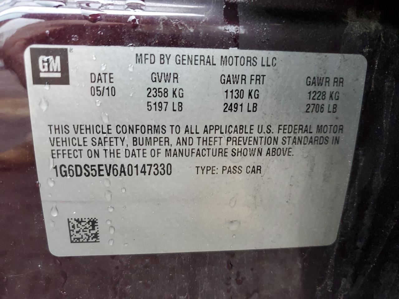 2010 Cadillac Cts Premium Collection VIN: 1G6DS5EV6A0147330 Lot: 93023265