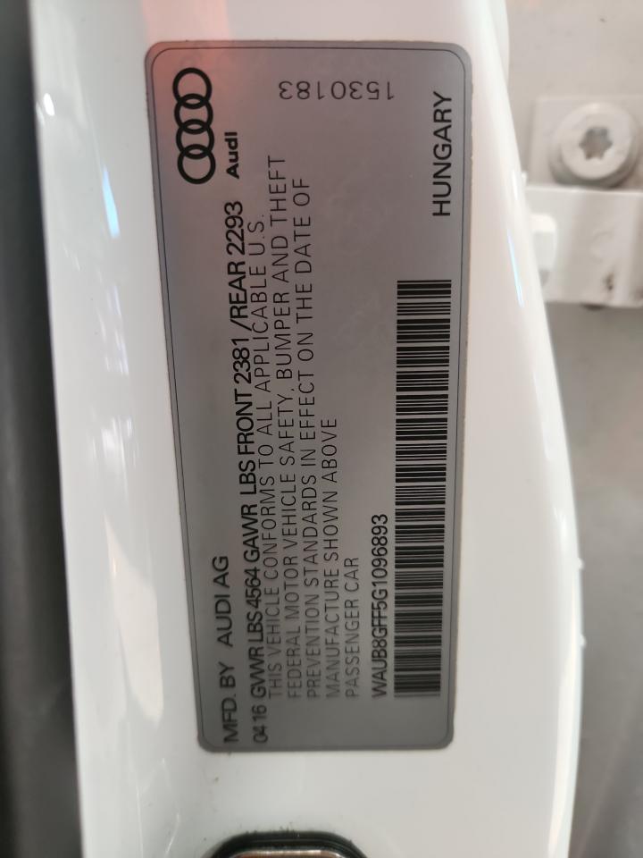 2016 Audi A3 Premium VIN: WAUB8GFF5G1096893 Lot: 93103545