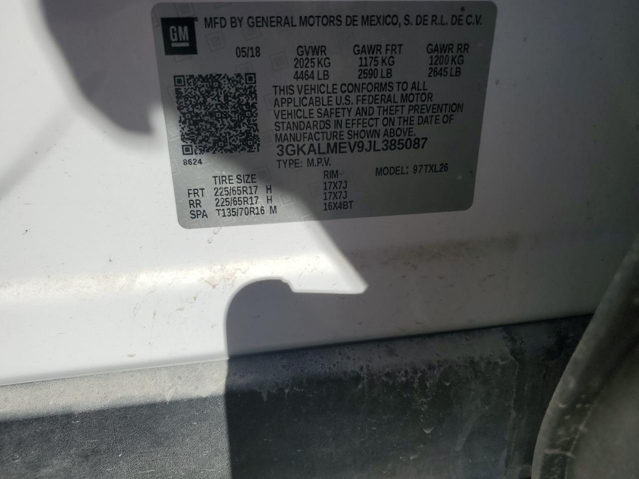 2018 GMC Terrain Sle VIN: 3GKALMEV9JL385087 Lot: 90913945