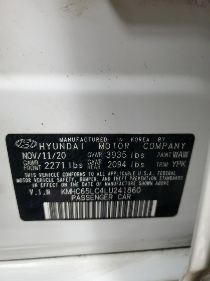 2020 Hyundai Ioniq Blue VIN: KMHC65LC4LU241860 Lot: 92462265