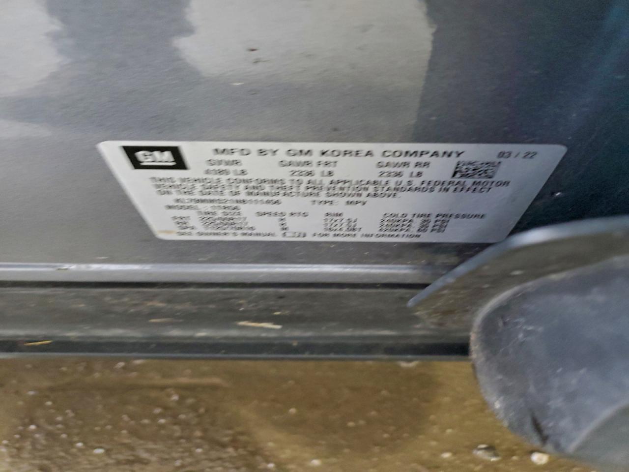 2022 Chevrolet Trailblazer Ls VIN: KL79MMS21NB111456 Lot: 94049835