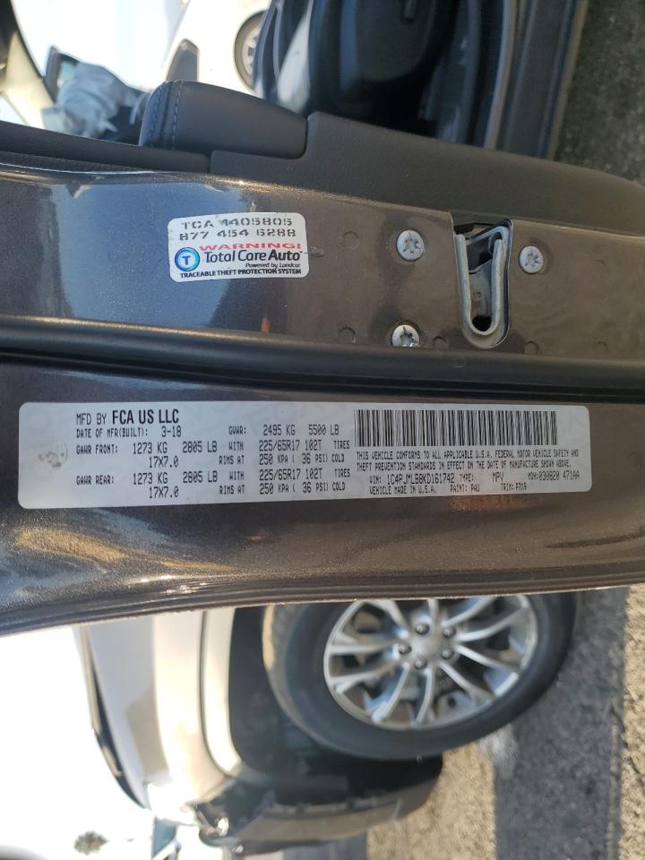 2019 Jeep Cherokee Latitude Plus VIN: 1C4PJMLB8KD161742 Lot: 91814035