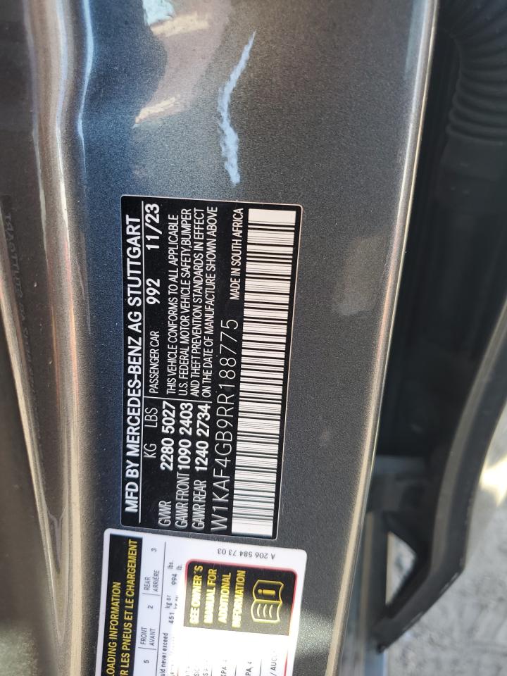 2024 Mercedes-Benz C 300 VIN: W1KAF4GB9RR188775 Lot: 91861225