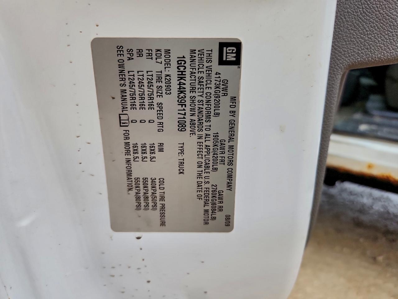 2009 Chevrolet Silverado 2500Hd Utility / Servicetruck VIN: 1GCHK44K39F171089 Lot: 93452595