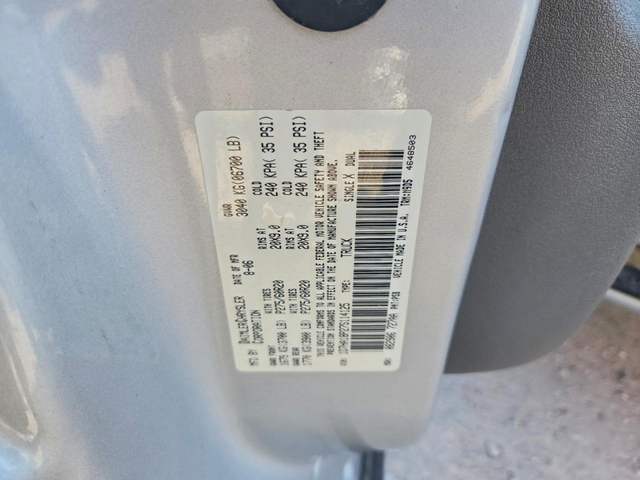 2007 Dodge Ram 1500 St VIN: 1D7HA18P27S114125 Lot: 93625425