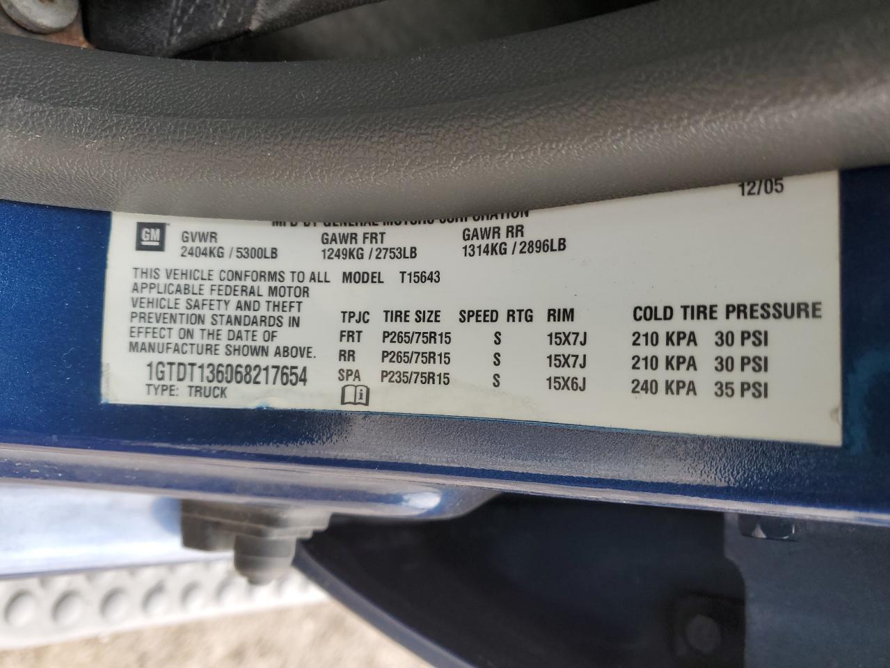 2006 GMC Canyon VIN: 1GTDT136068217654 Lot: 92544755