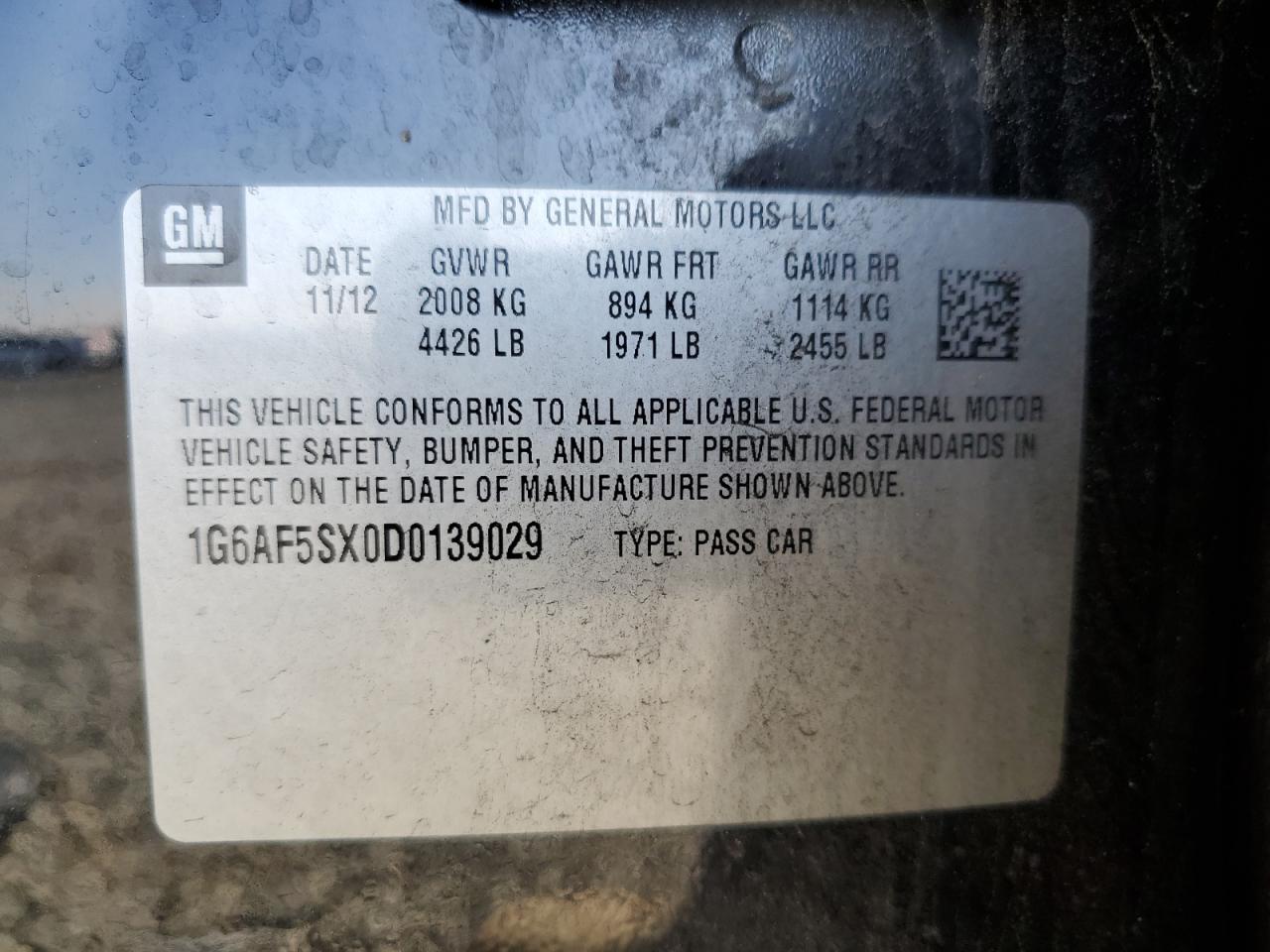 2013 Cadillac Ats Premium VIN: 1G6AF5SX0D0139029 Lot: 90817275
