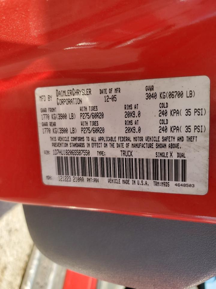 2006 Dodge Ram 1500 St VIN: 1D7HU18206S587550 Lot: 93541315