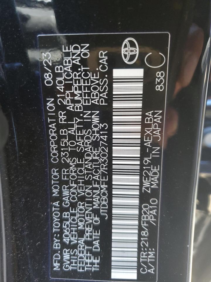 2024 Toyota Corolla Le VIN: JTDBCMFE7R3027413 Lot: 90943495