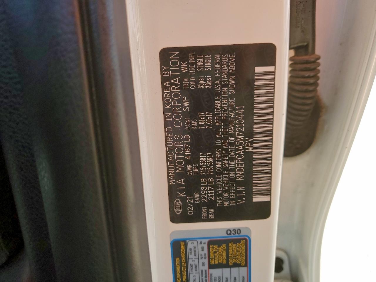 2021 Kia Seltos Lx VIN: KNDEPCAA5M7210441 Lot: 91810475