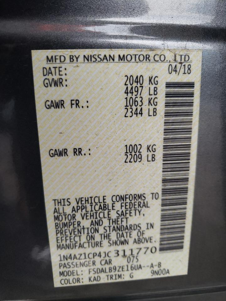 2018 Nissan Leaf S VIN: 1N4AZ1CP4JC311770 Lot: 92738595