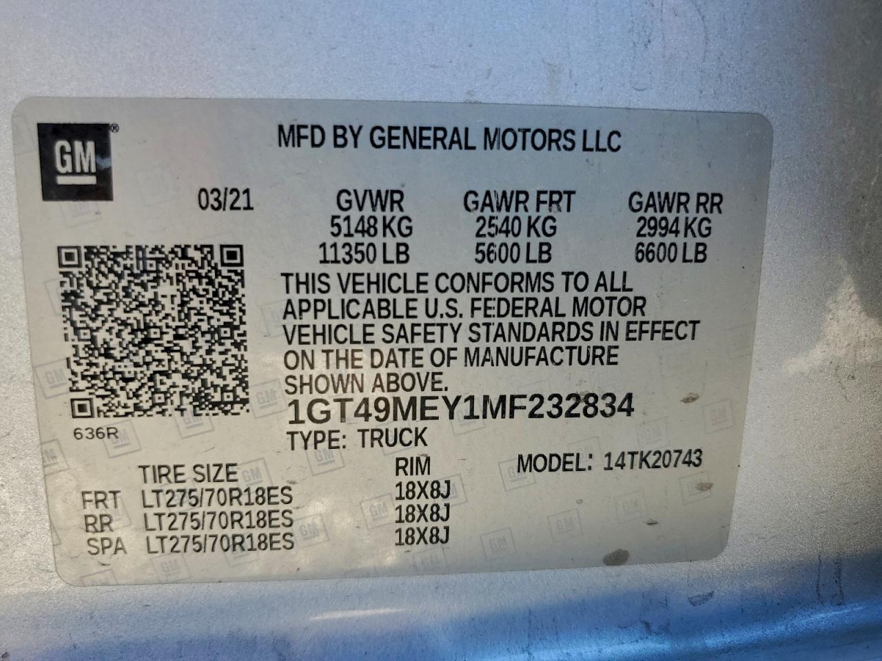 2021 GMC Sierra K2500 Sle VIN: 1GT49MEY1MF232834 Lot: 94334995