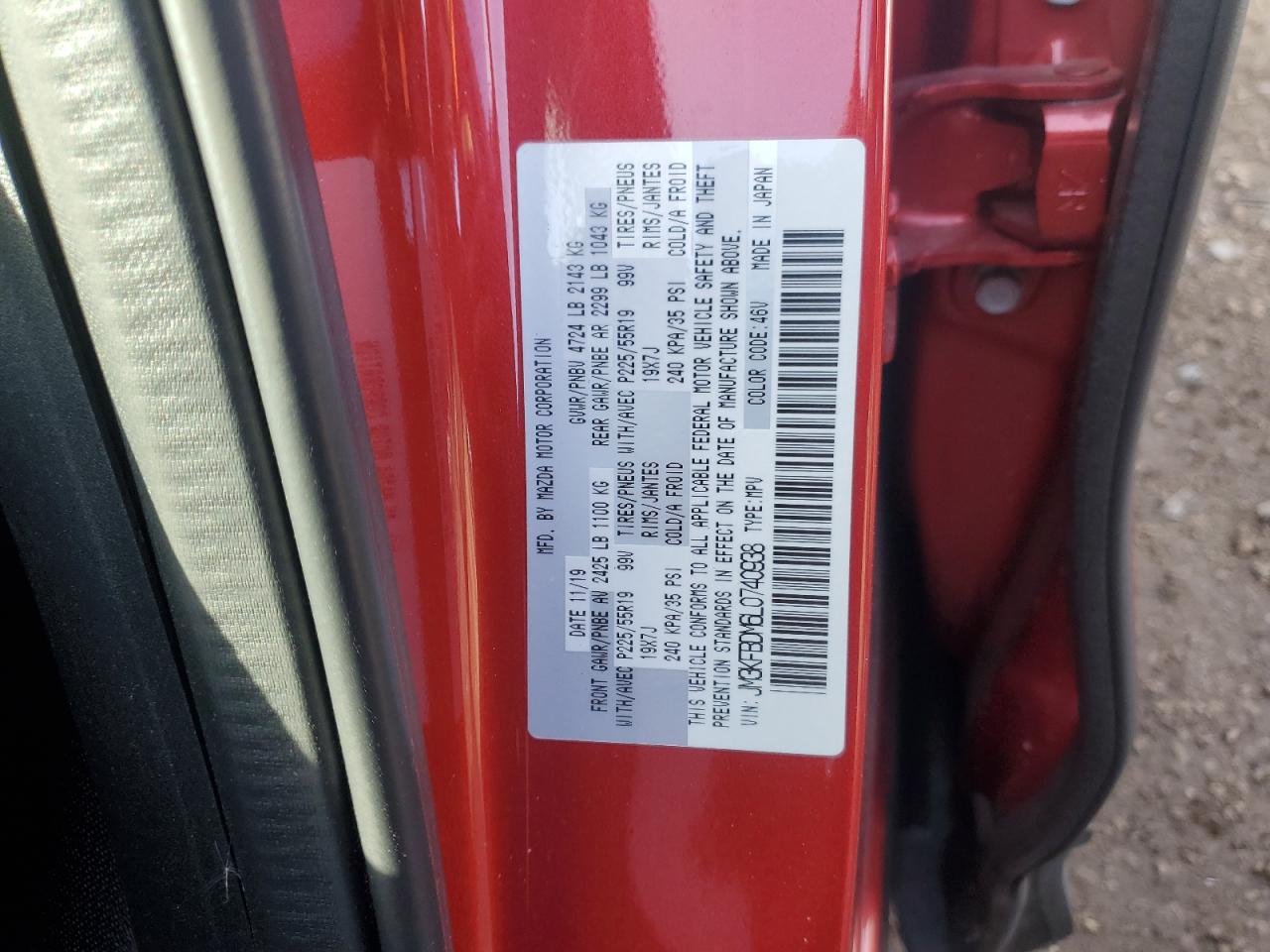 2020 Mazda Cx-5 Grand Touring VIN: JM3KFBDM6L0740938 Lot: 92508895