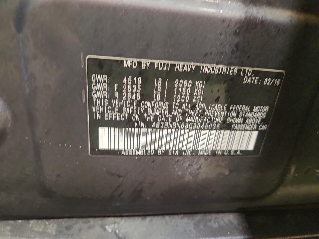 2016 Subaru Legacy 2.5I Limited VIN: 4S3BNBN68G3045036 Lot: 94166015