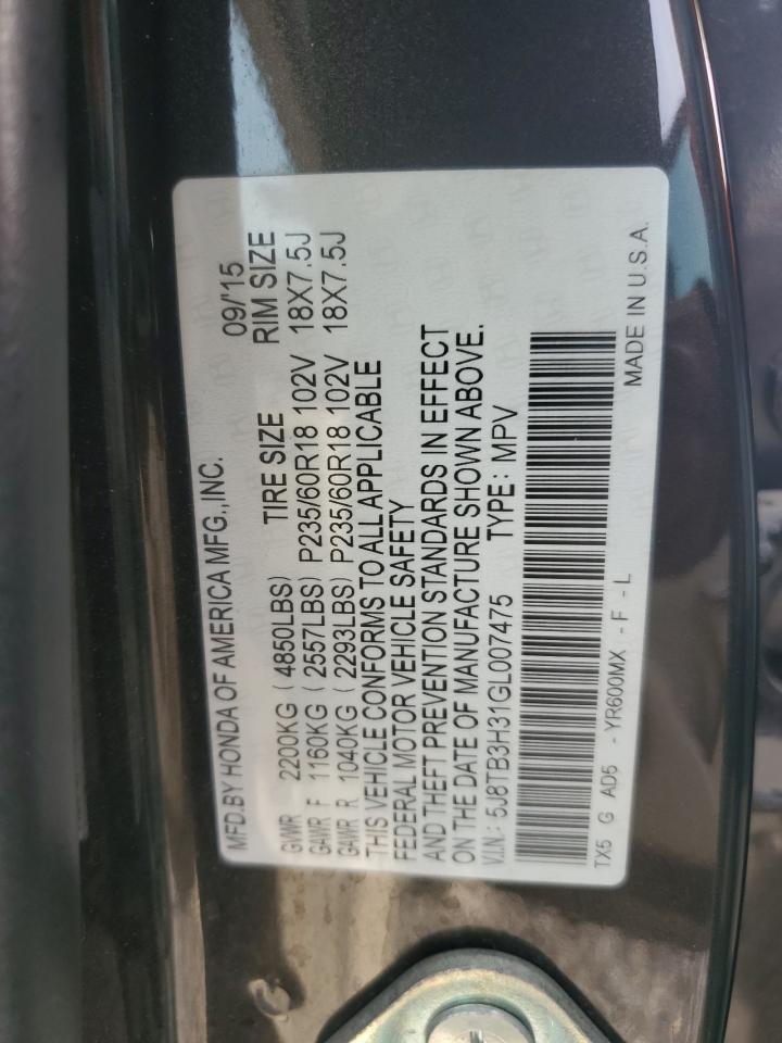 2016 Acura Rdx VIN: 5J8TB3H31GL007475 Lot: 92671225