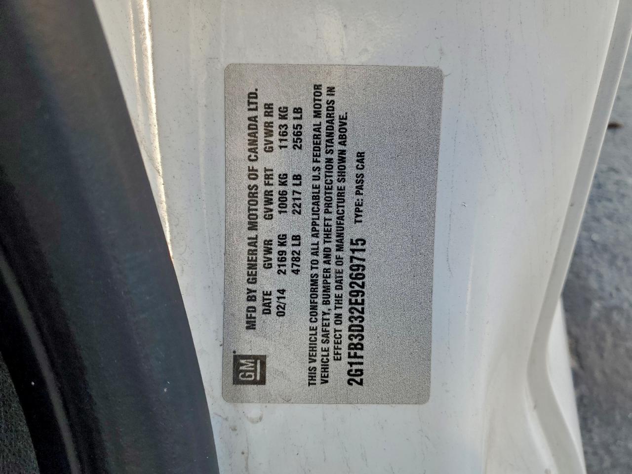 2014 Chevrolet Camaro Lt VIN: 2G1FB3D32E9269715 Lot: 94192305