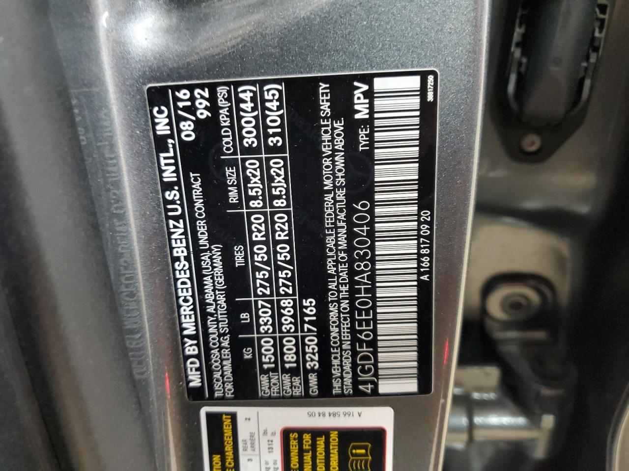 2017 Mercedes-Benz Gls 450 4Matic VIN: 4JGDF6EE0HA830406 Lot: 92311355