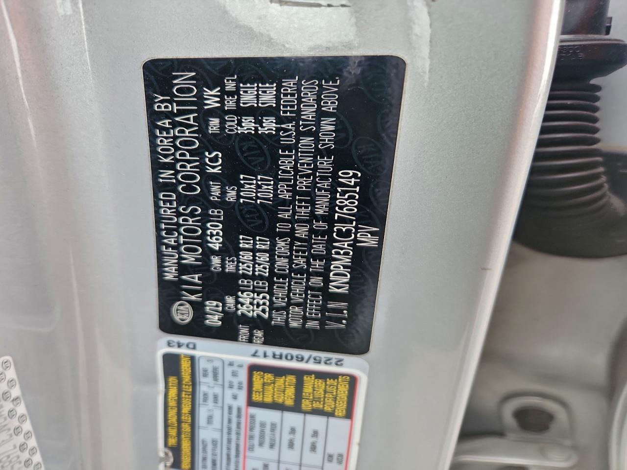 2020 Kia Sportage Lx VIN: KNDPM3AC3L7685149 Lot: 93699545