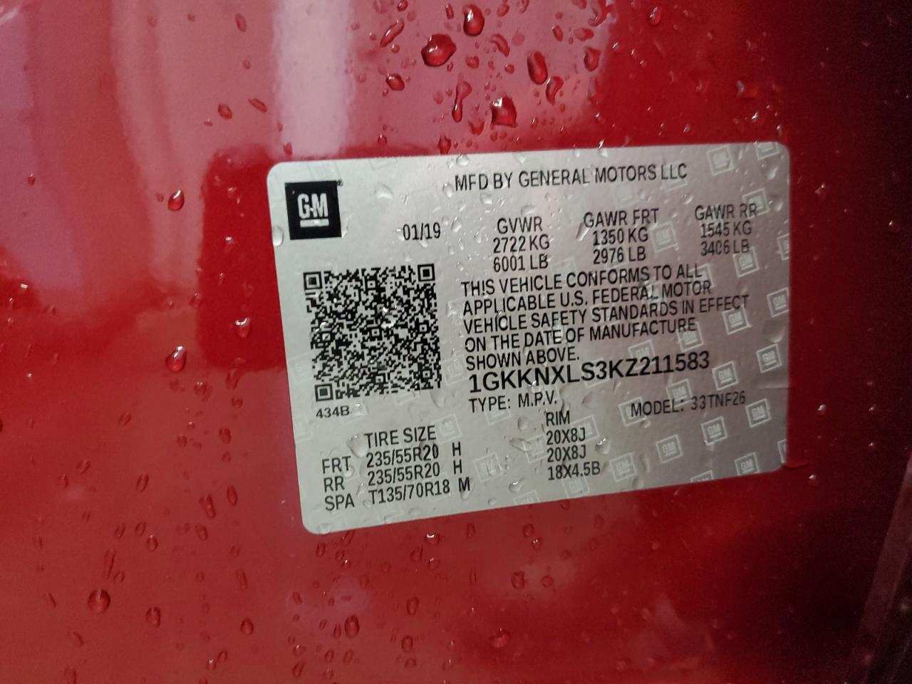 2019 GMC Acadia Denali VIN: 1GKKNXLS3KZ211583 Lot: 93294775