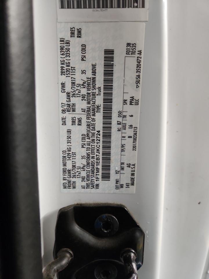 2018 Ford F150 VIN: 1FTMF1EB7JKC12724 Lot: 91900445