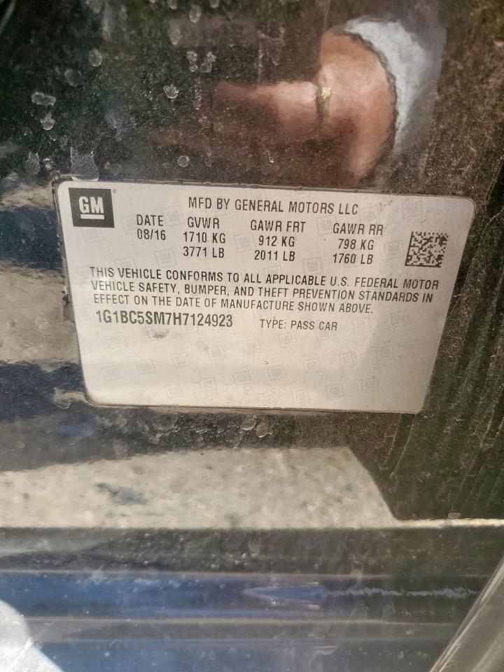 2017 Chevrolet Cruze Ls VIN: 1G1BC5SM7H7124923 Lot: 92221675