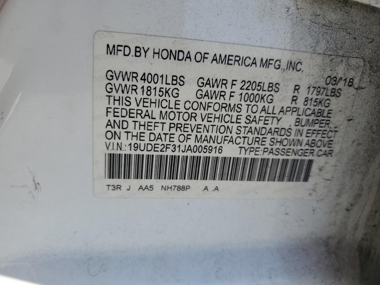 2018 Acura Ilx Base Watch Plus VIN: 19UDE2F31JA005916 Lot: 91870365