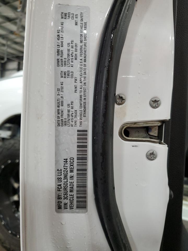 2022 Ram 2500 Big Horn/Lone Star VIN: 3C6UR5DL3NG247144 Lot: 90068115