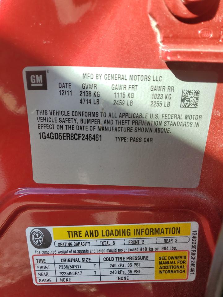 2012 Buick Lacrosse Premium VIN: 1G4GD5ER8CF246461 Lot: 90695505