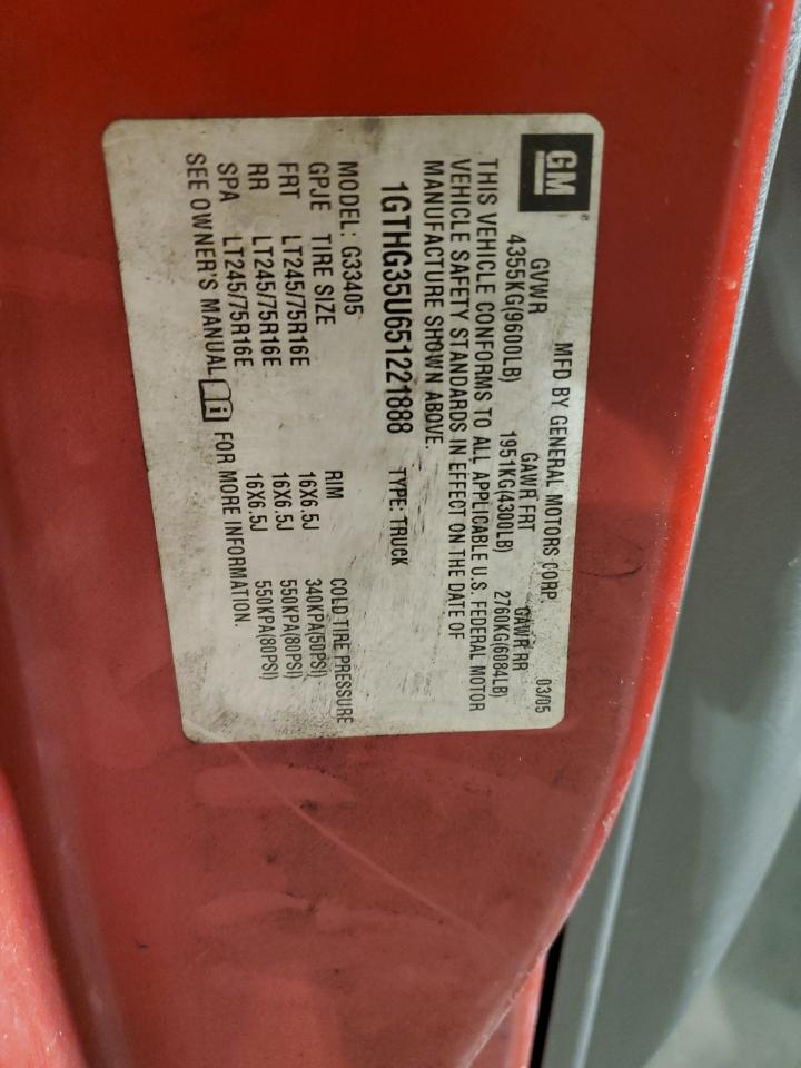 2005 GMC Savana G3500 VIN: 1GTHG35U651221888 Lot: 92570655