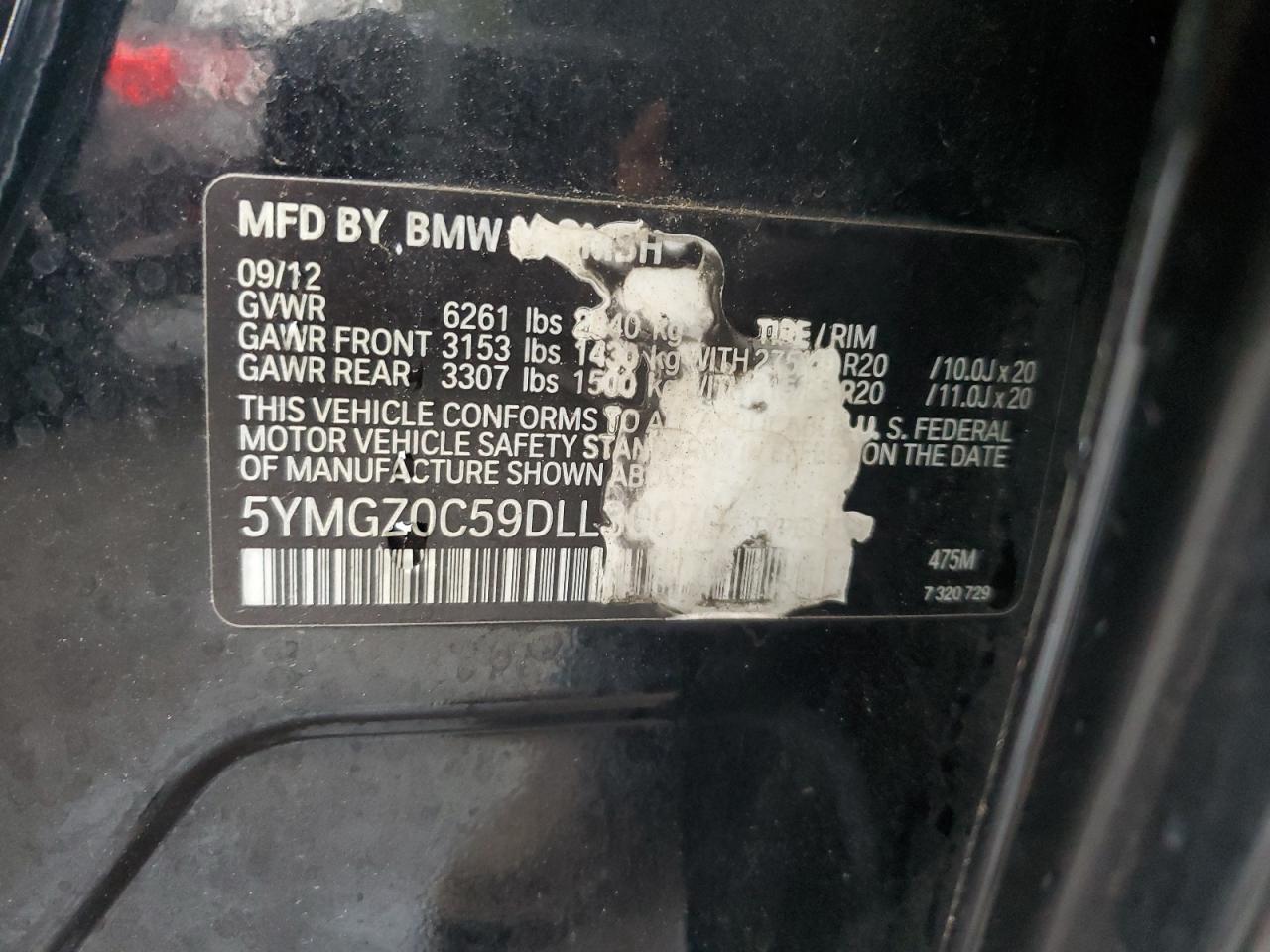 2013 BMW X6 M VIN: 5YMGZ0C59DLL30078 Lot: 93216265