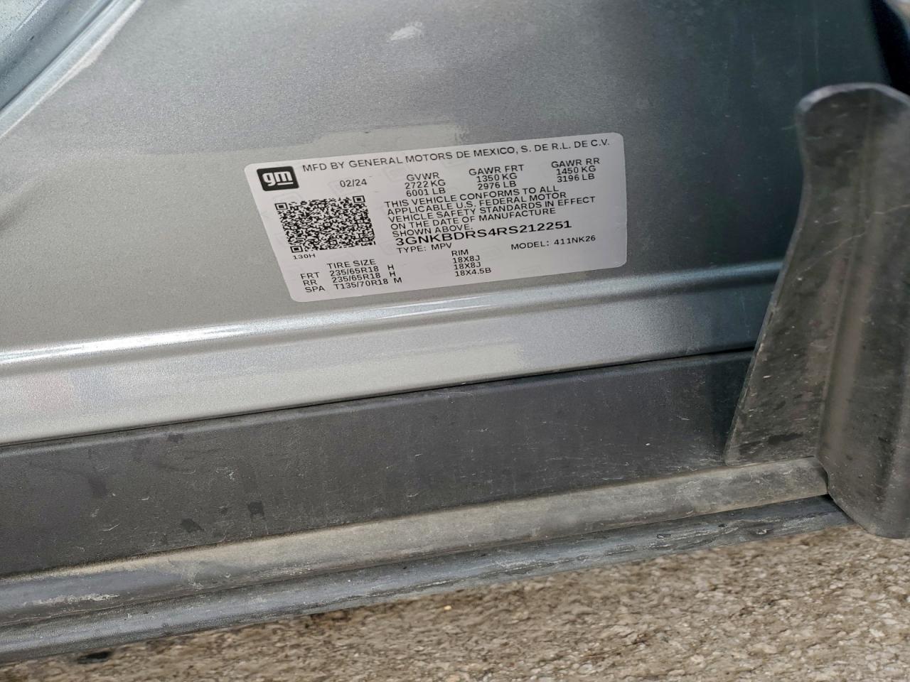 2024 Chevrolet Blazer 3Lt VIN: 3GNKBDRS4RS212251 Lot: 94058335