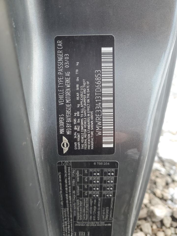 2003 Mini Cooper S VIN: WMWRE33413TD66853 Lot: 91573155