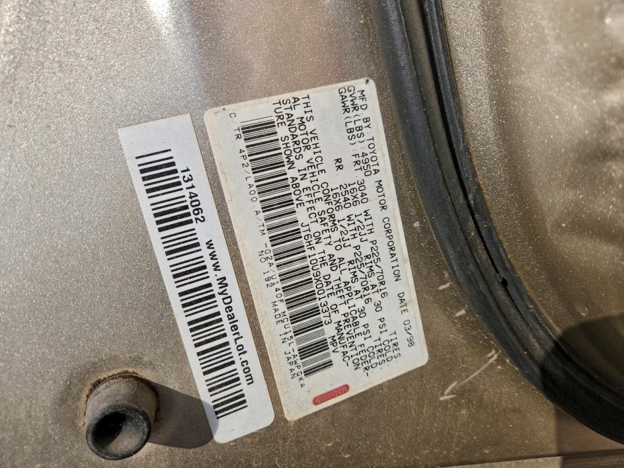 1999 Lexus Rx 300 VIN: JT6HF10U9X0013373 Lot: 94035725