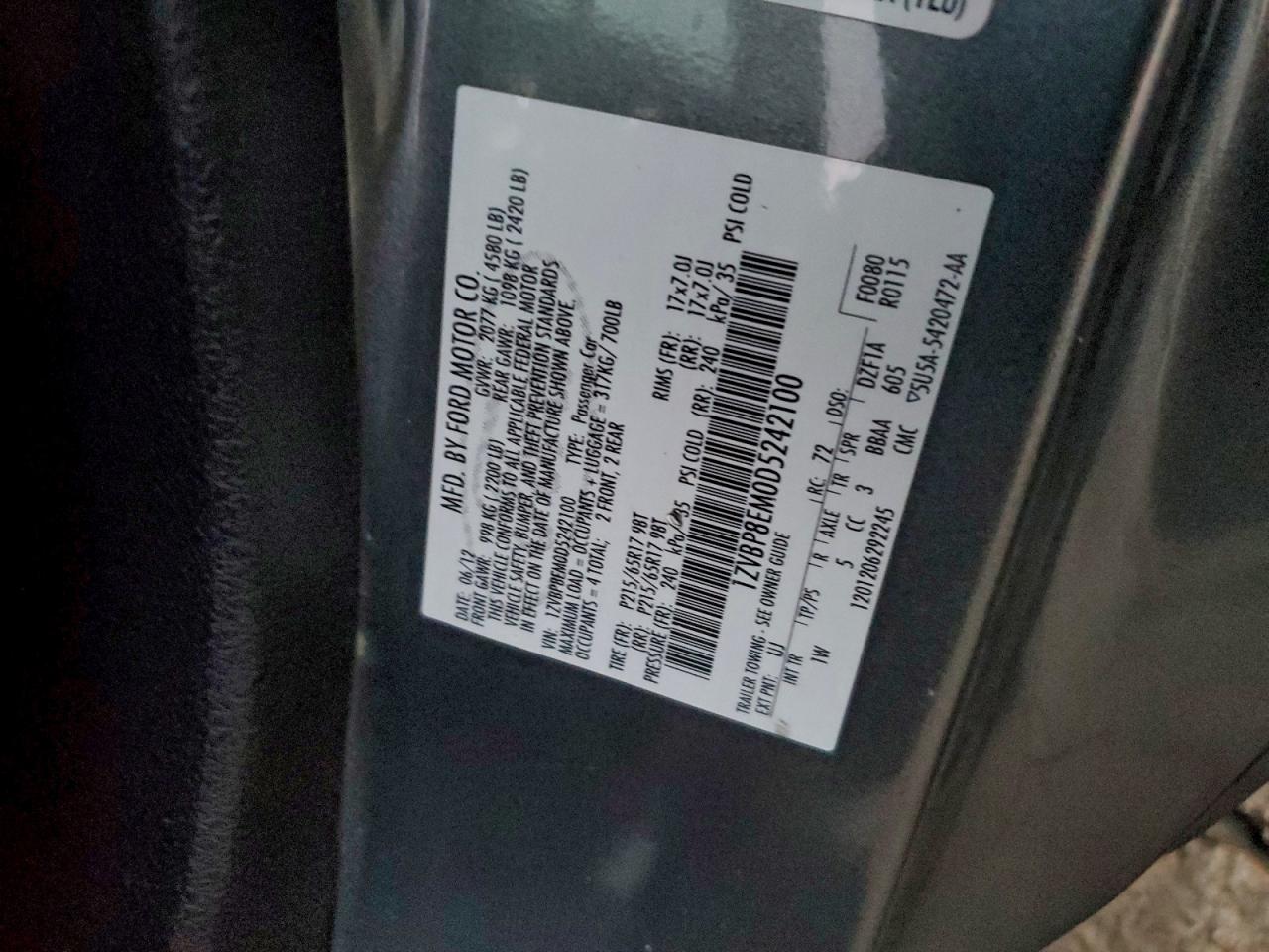 2013 Ford Mustang VIN: 1ZVBP8EM0D5242100 Lot: 94263465