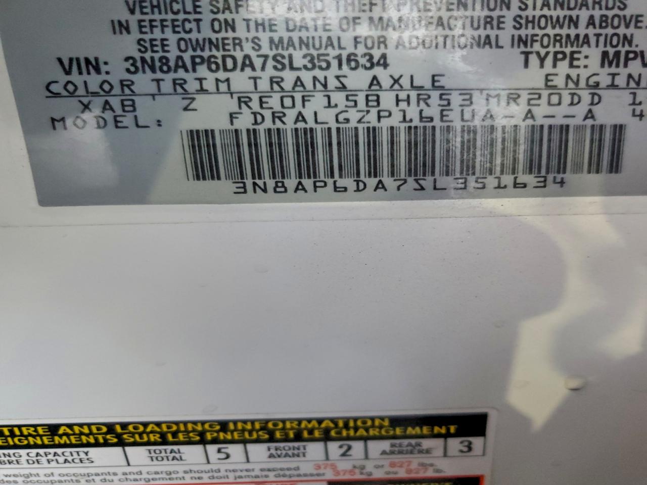 2025 Nissan Kicks Sr VIN: 3N8AP6DA7SL351634 Lot: 94400565