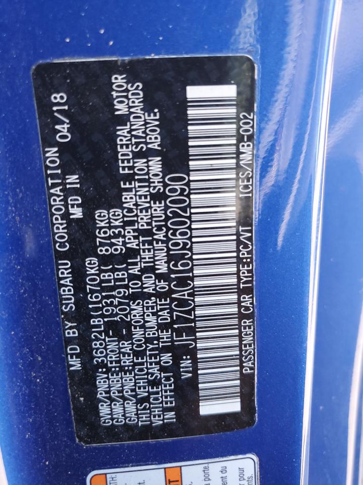 2018 Subaru Brz 2.0 Limited VIN: JF1ZCAC16J9602090 Lot: 92590775