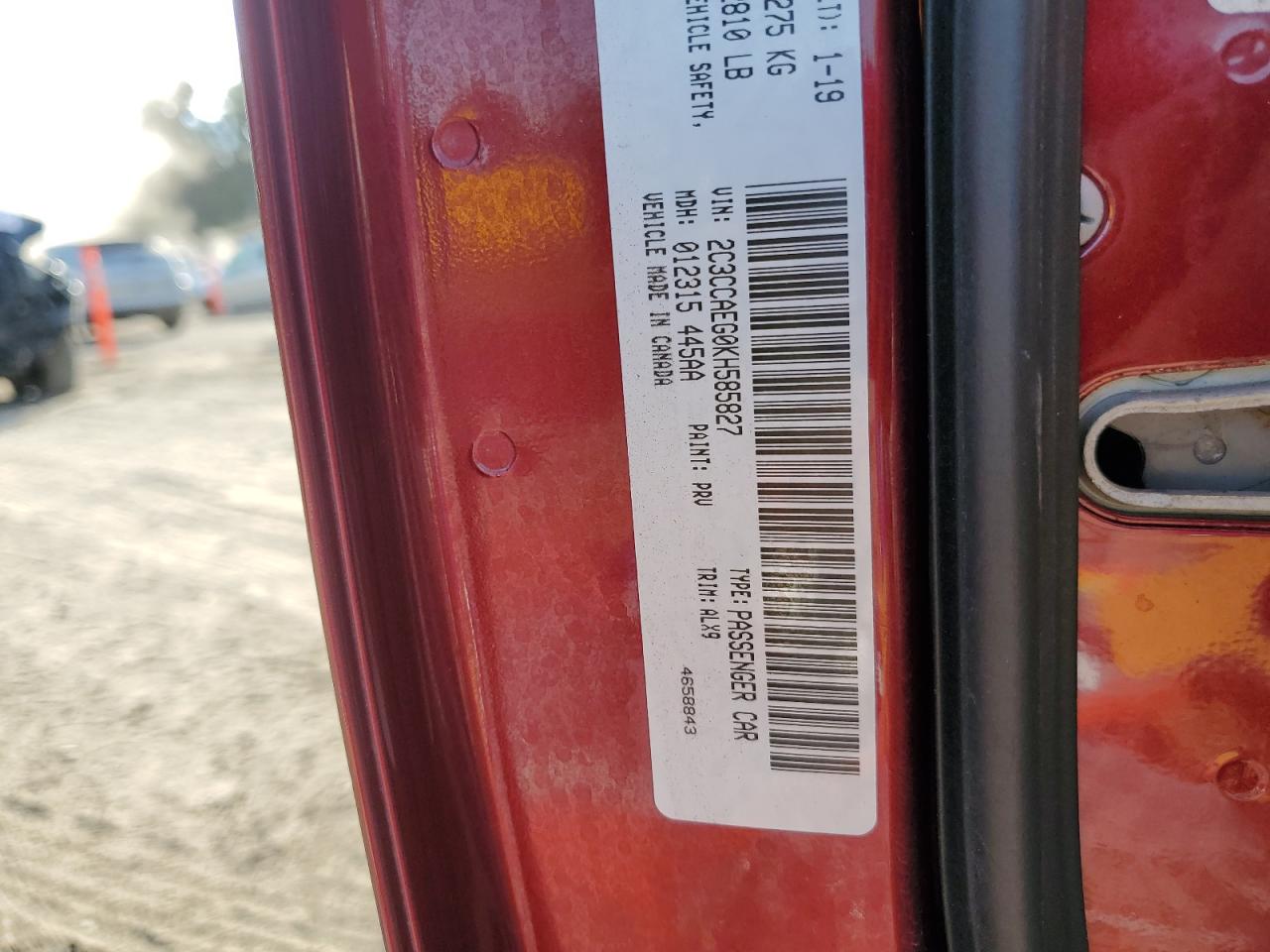 2019 Chrysler 300 Limited VIN: 2C3CCAEG0KH585827 Lot: 93584765