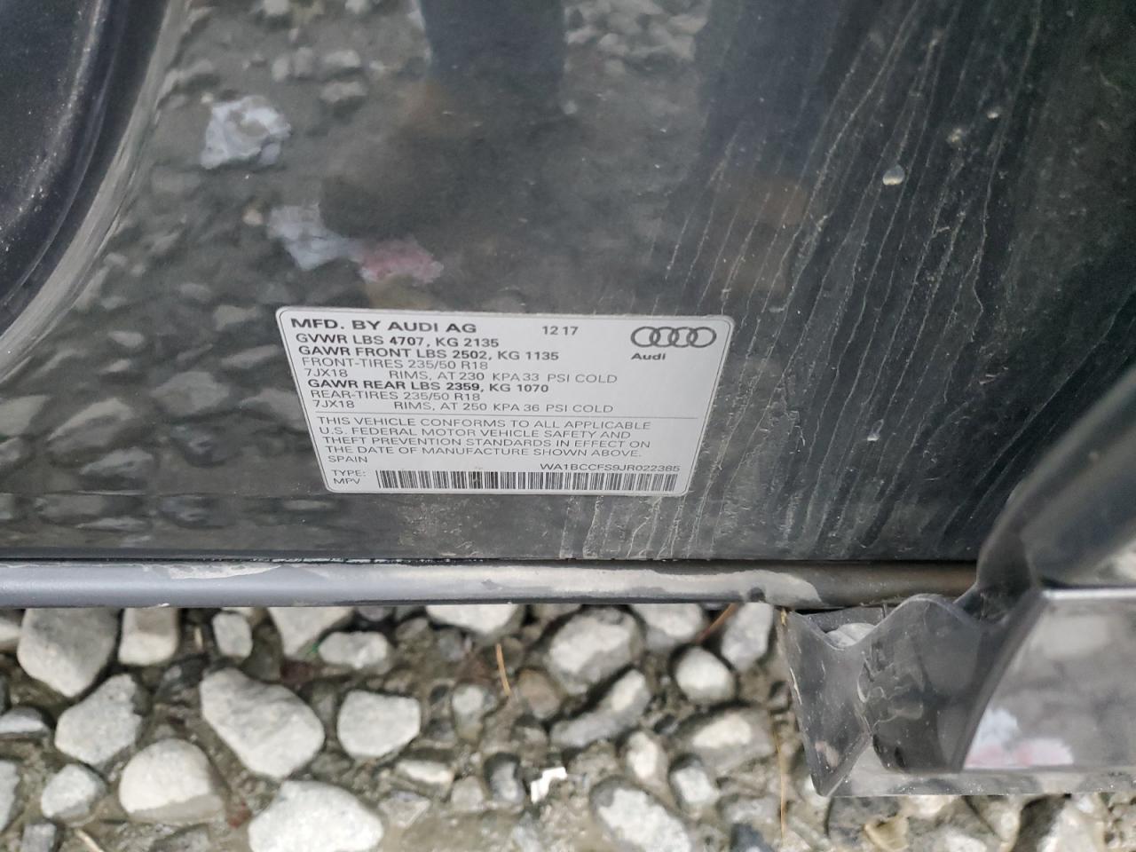 2018 Audi Q3 Premium VIN: WA1BCCFS9JR022385 Lot: 91991385