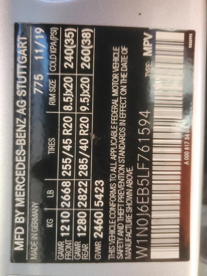 2020 Mercedes-Benz Glc Coupe 43 4Matic Amg VIN: W1N0J6EB5LF761594 Lot: 92164365