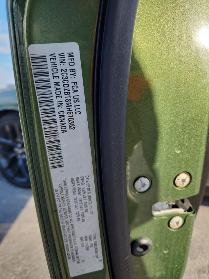 2021 Dodge Challenger R/T VIN: 2C3CDZBT8MH670382 Lot: 92674905