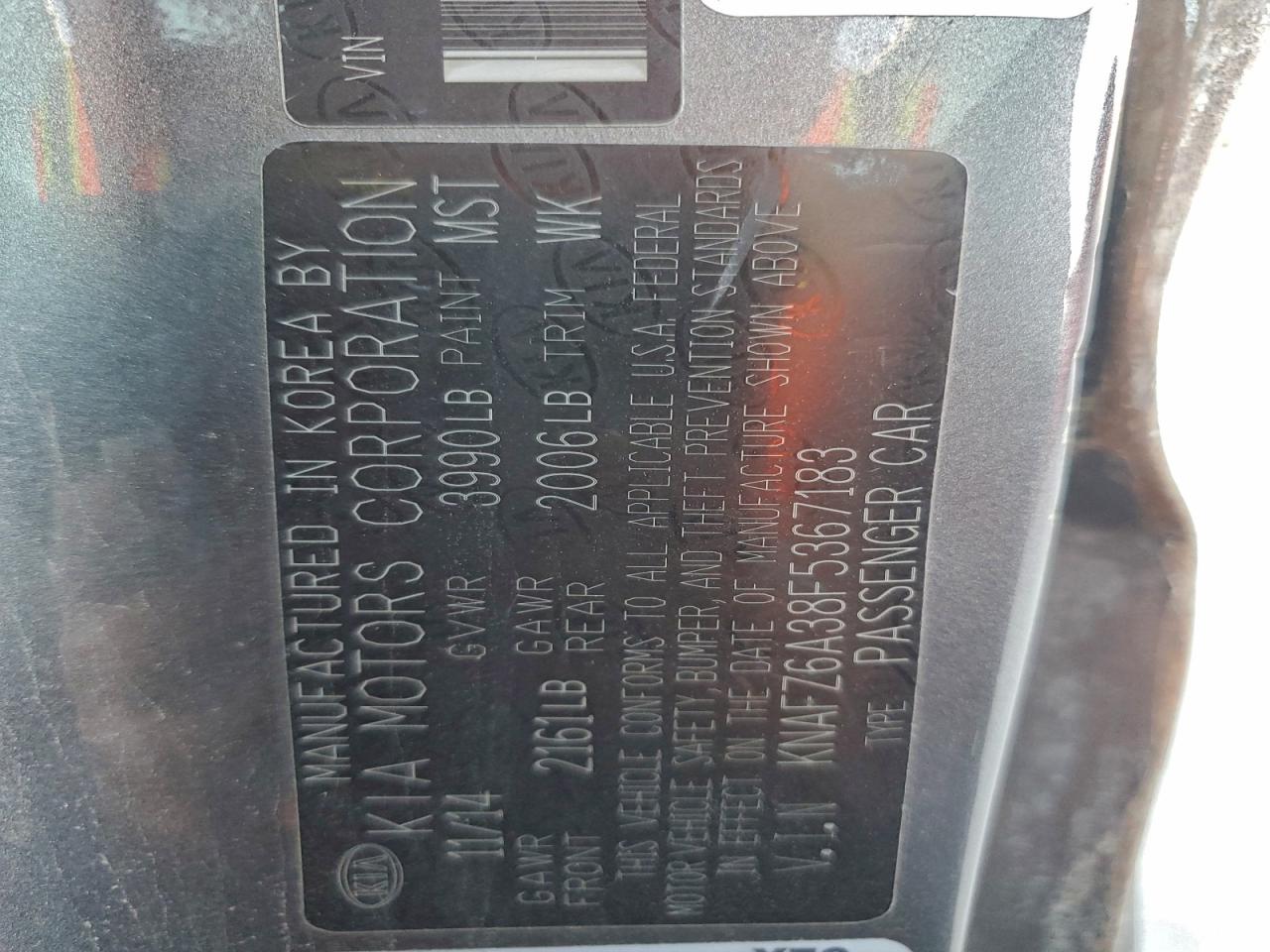 2015 Kia Forte Sx VIN: KNAFZ6A38F5367183 Lot: 94072175