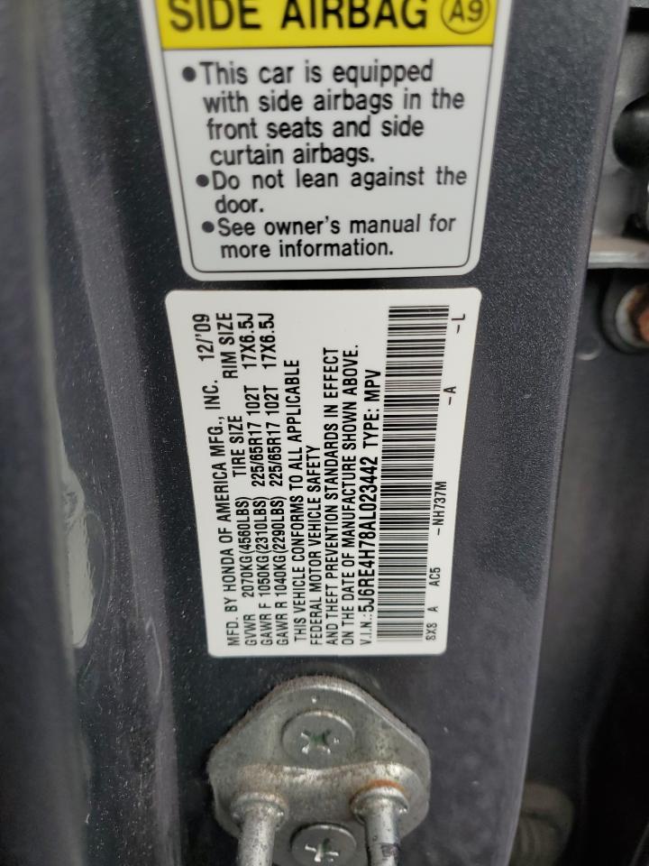 2010 Honda Cr-V Exl VIN: 5J6RE4H78AL023442 Lot: 93189235