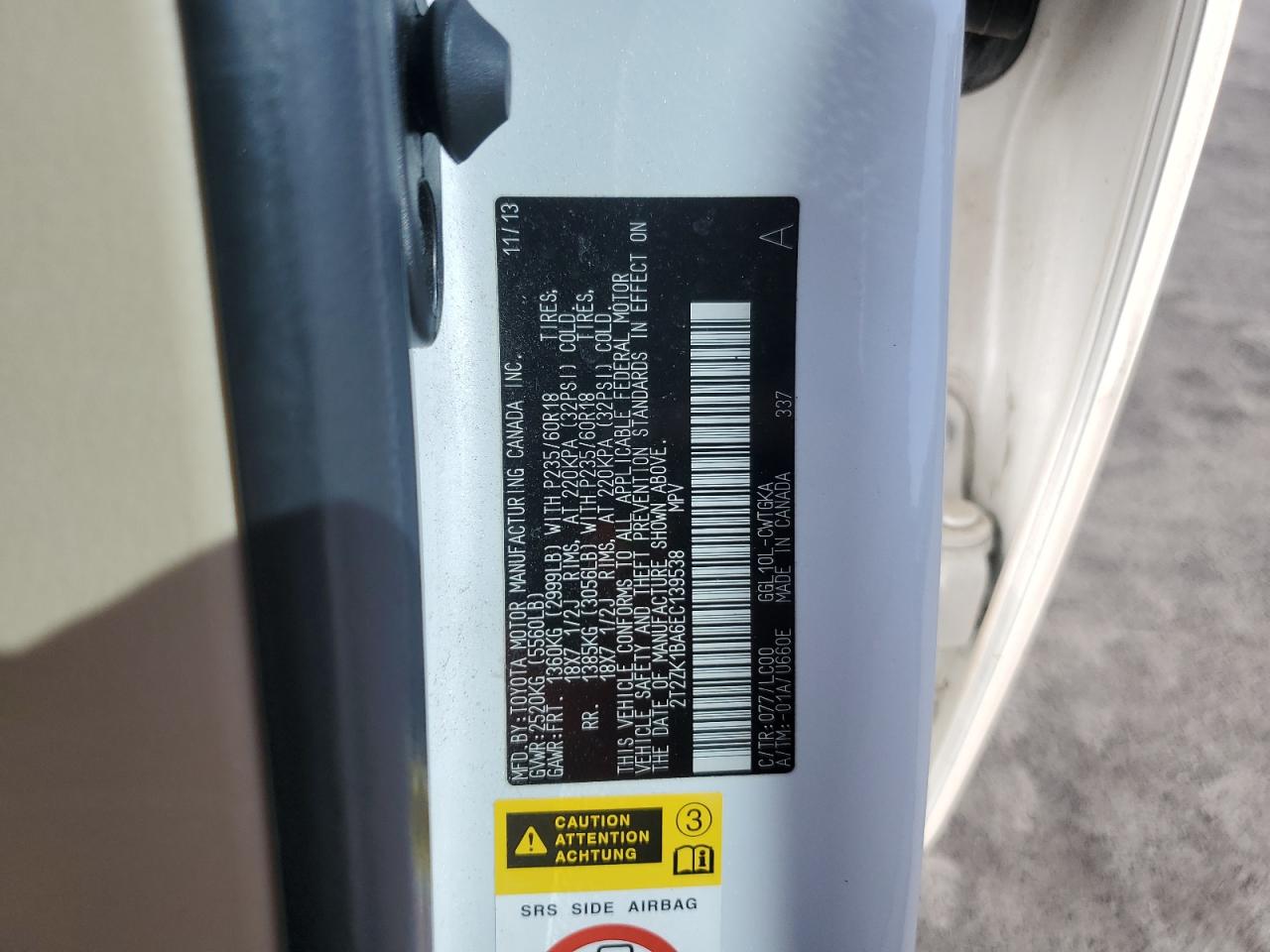 2014 Lexus Rx 350 VIN: 2T2ZK1BA6EC139538 Lot: 91998545