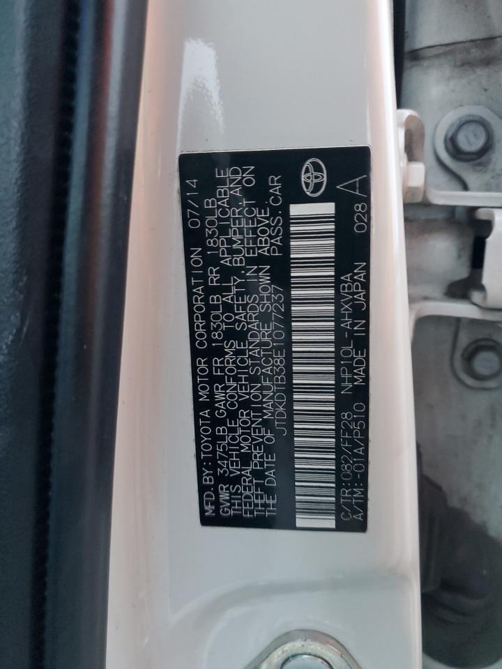 2014 Toyota Prius C VIN: JTDKDTB38E1077237 Lot: 92907695