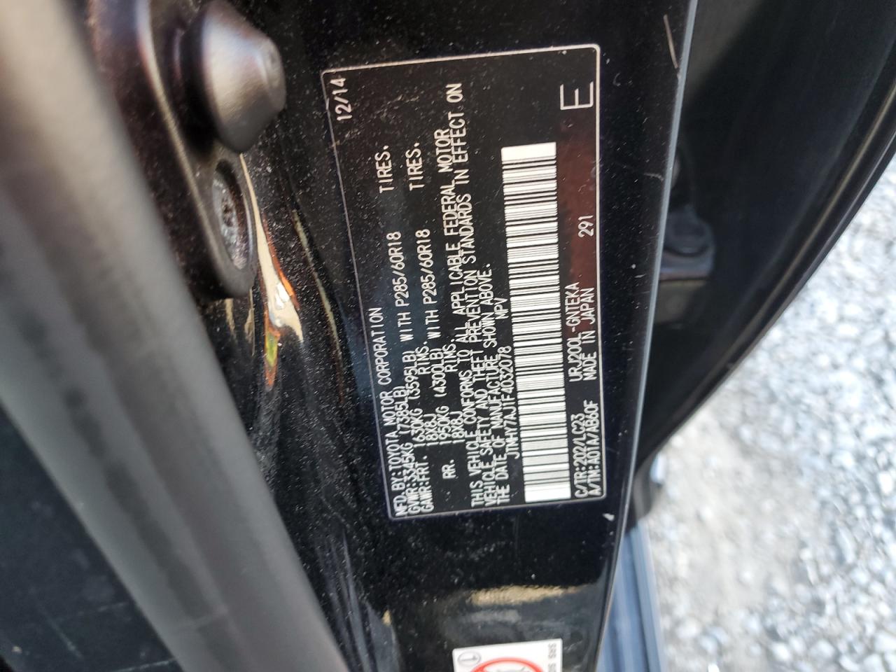 2015 Toyota Land Cruiser VIN: JTMHY7AJ1F4032078 Lot: 91270685