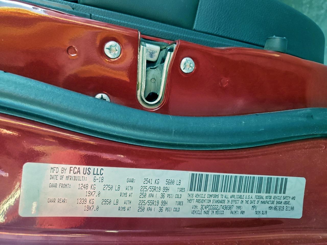 2018 Dodge Journey Crossroad VIN: 3C4PDDGG2JT430307 Lot: 93973085